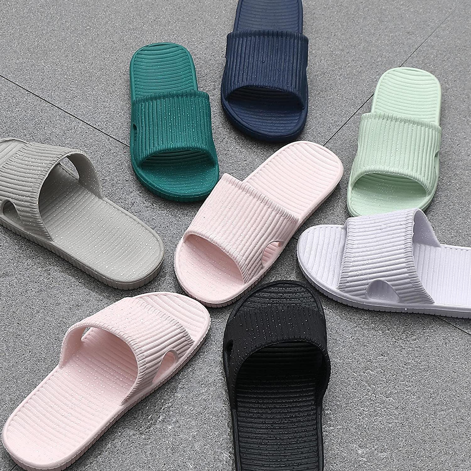Yourvalues Shower Sandals for Women Slip on Indoor Slippers for Men Lightweight Bathroom Slide Soft Non-Slip Waterproof Shoes for Bath,Pool,Beach