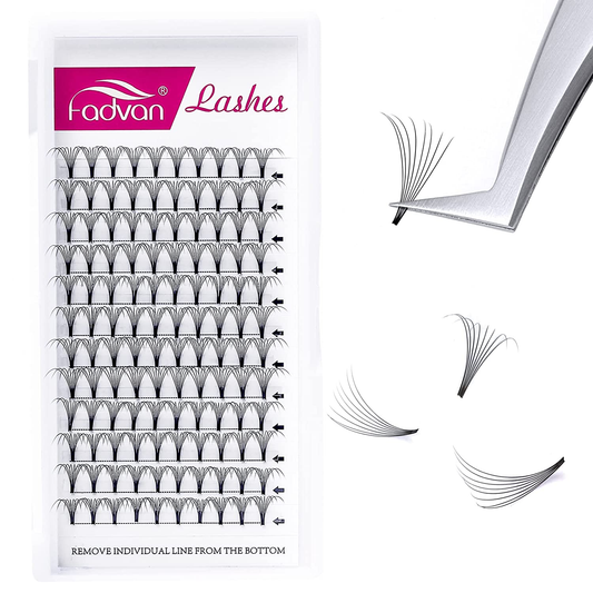 FADVAN Premade Lash Extensions Fans 8D 10D D Curl 0.07 11-16Mm Available Pre Made Fanned Lash Fans Short Stem Volume Lashes Professional Lash Extension Supplies (8D-0.07-D, 13Mm)