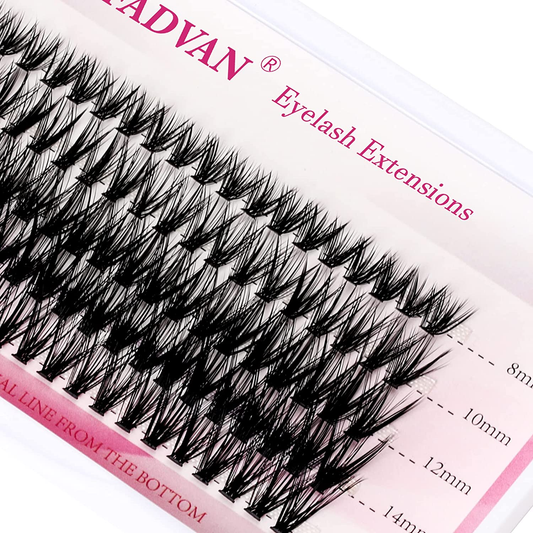 FADVAN Eyelash Clusters Grafting Individual Cluster Lashes 40 Roots 8/10/12/14/16Mm Self Adhesive Eyelashes Cluster Eyelash Extensions Reusable Artificial Lash Clusters (40 Roots-0.07-D, 8-16Mm Mixed)