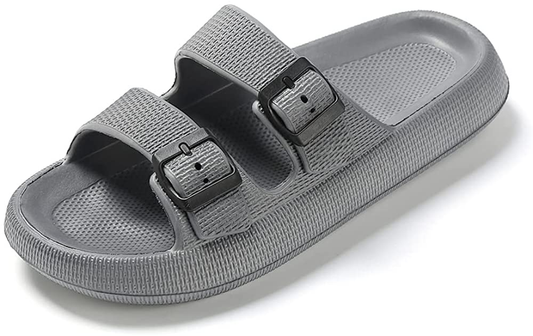 TREEMALL Pillow Sandals Cloud Slides for Women Men,Quick Drying Buckle Sandals Non-Slip Open Toe Double Strap Sandals
