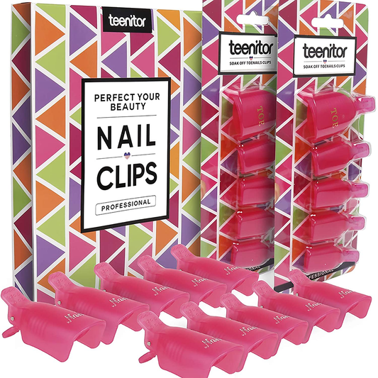 Teenitor Gel Polish Remover, 20 Pieces Reusable Toenail and Finger Nail Gel Nail Polish Remover, Nail Polish Remover Gel- Pink