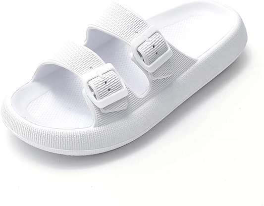 TREEMALL Pillow Sandals Cloud Slides for Women Men,Quick Drying Buckle Sandals Non-Slip Open Toe Double Strap Sandals