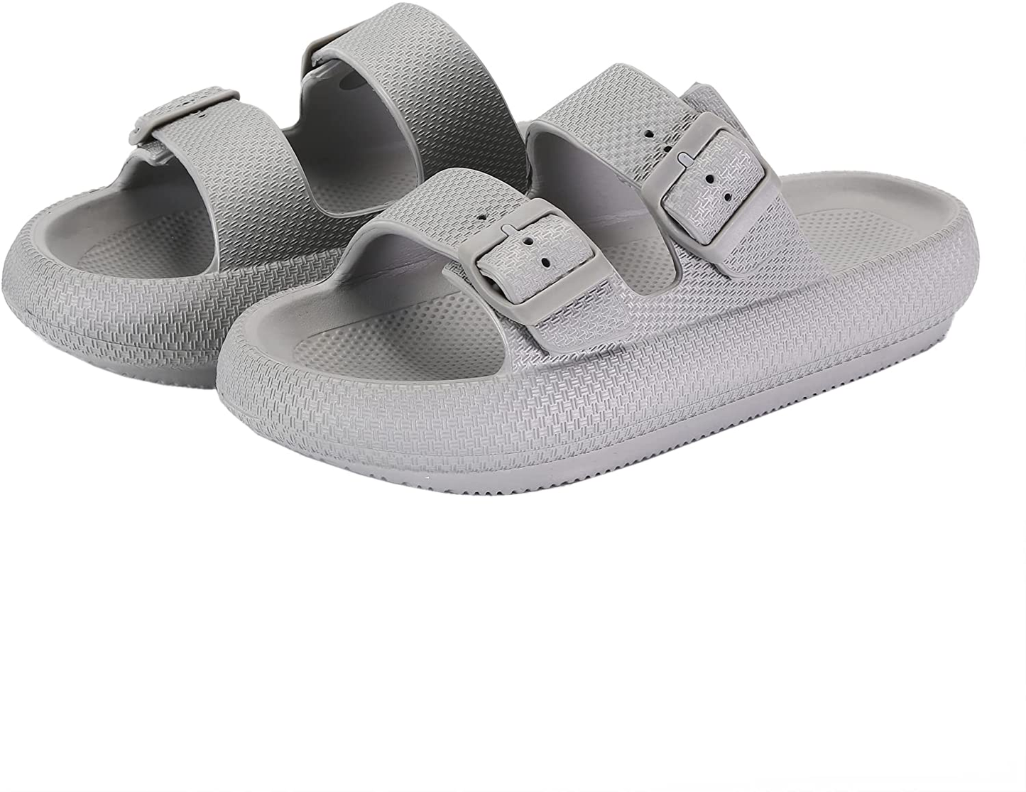 Women Men Cloud Slides for Quick Drying Non-Slip Double Buckle Pool Beach Sandals Open Toe Soft Thick Sole Cushioned Pillow Slippers Bathroom ​Massage Spa Shower Shoes