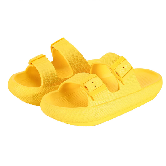 Women Men Cloud Slides for Quick Drying Non-Slip Double Buckle Pool Beach Sandals Open Toe Soft Thick Sole Cushioned Pillow Slippers Bathroom ​Massage Spa Shower Shoes