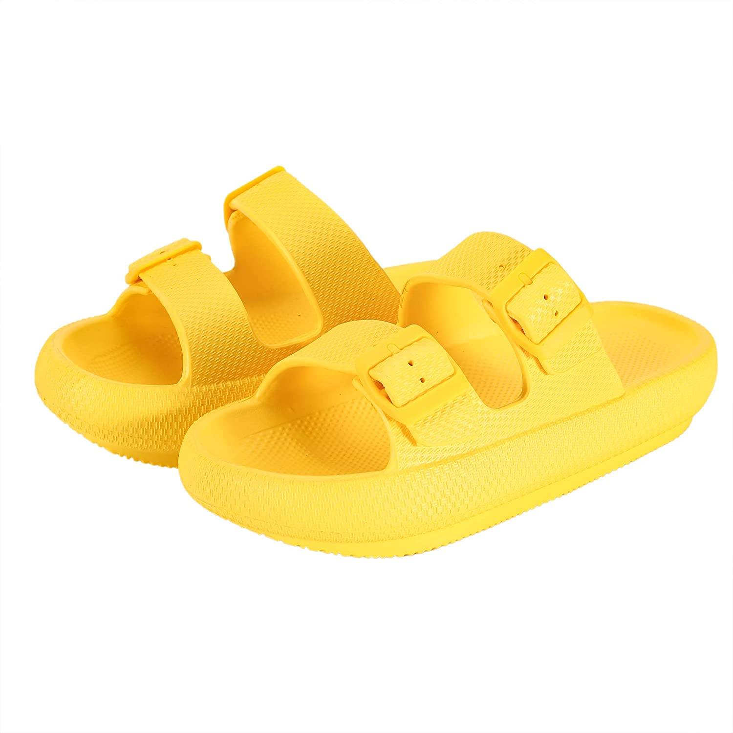 Women Men Cloud Slides for Quick Drying Non-Slip Double Buckle Pool Beach Sandals Open Toe Soft Thick Sole Cushioned Pillow Slippers Bathroom ​Massage Spa Shower Shoes