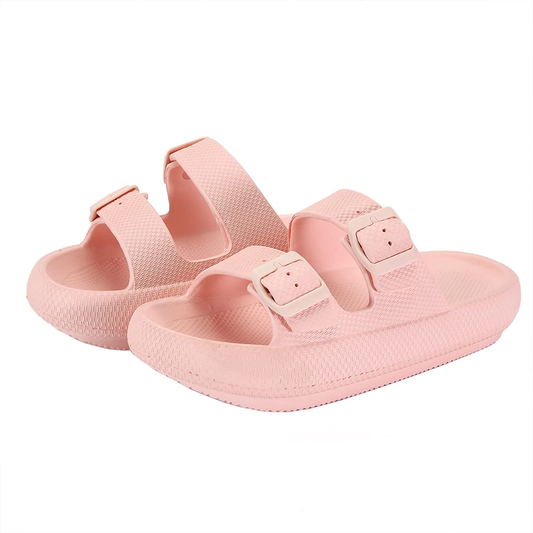 Women Men Cloud Slides for Quick Drying Non-Slip Double Buckle Pool Beach Sandals Open Toe Soft Thick Sole Cushioned Pillow Slippers Bathroom ​Massage Spa Shower Shoes