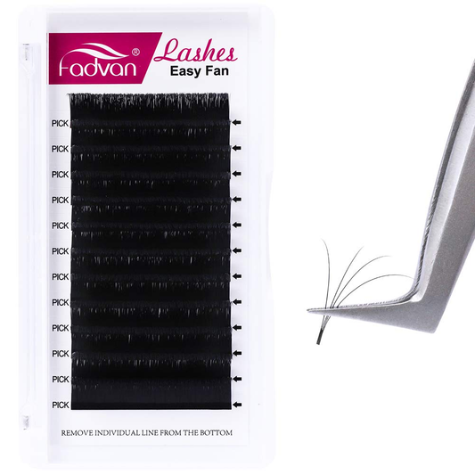 FADVAN Volume Eyelash Extensions 0.10 D Curl 15Mm Easy Fanning Volume Lashes Rapid Blooming Lash Extension Professional Eyelash Extension Supplies (0.10DD, 15Mm)