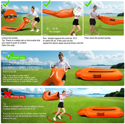 SEGOAL Inflatable Lounger Beach Bed Camping Chair Air Sofa Couch Hammock with Pillow Portable Waterproof Anti-Air Leaking for Camping Hiking Travel Beach Picnic Lakeside, No Pump Required