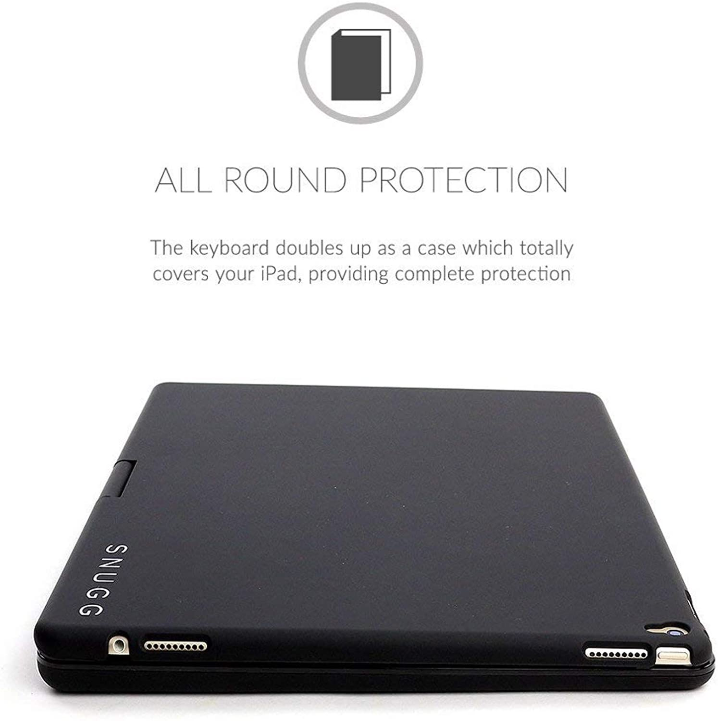 Snugg Ipad 10.2 / Ipad Air 3 (2019) / Ipad Pro 10.5 Keyboard, Wireless Backlit Bluetooth Keyboard Case Cover 360° Degree Rotatable Keyboard for Apple Ipad Pro 10.5" - Black