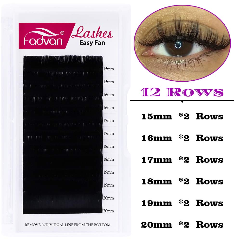 Eyelash Extensions 10D 0.07Mm Volume Lash Extensions Premade Fans Short Stem Premade Fans Eyelash Extensions Cluster Lashes Eyelash Fan Professional Salon Use by FADVAN (10D-0.07D, 8-14Mm)