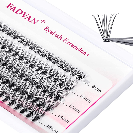 DIY Eyelash Extension 20 Roots Lash Clusters 0.07 C Curl 8/10/12/14/16Mm Mixed Tray Melt Flare Lashes Natural Long Individual Lashes Reusable Lashes Extension by FADVAN (20 Roots-0.07-C, 8-16Mm)