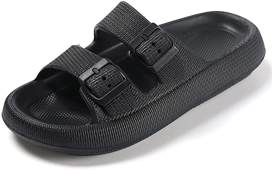 TREEMALL Pillow Sandals Cloud Slides for Women Men,Quick Drying Buckle Sandals Non-Slip Open Toe Double Strap Sandals