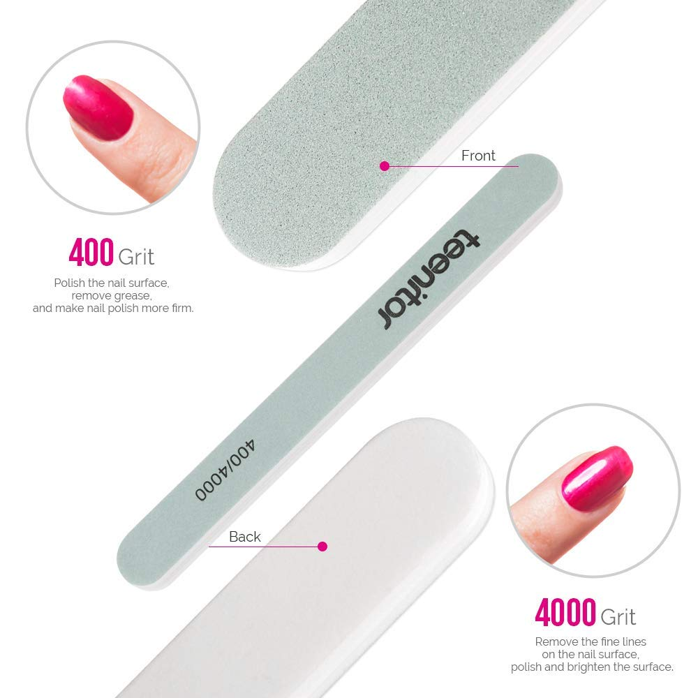 Teenitor Gel Nail Polish Remover Kit with 10Pcs Nail Polish Remover Clips Cap 115Pcs Nail Wipe Cotton Pads Nail Scraper Nail Files and Buffer Bushes - Hot Red