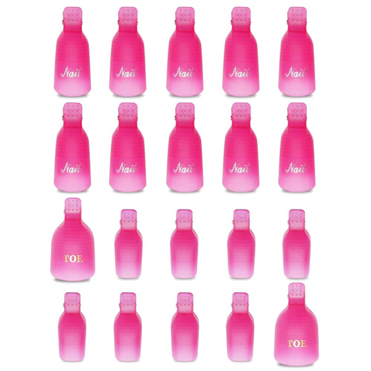 Teenitor Gel Nail Polish Remover Clips, 20 Pieces Reusable Toenail and Finger Nail Clip on Nail Polish Remover, Nail Gel Polish Remover- Hot Pink