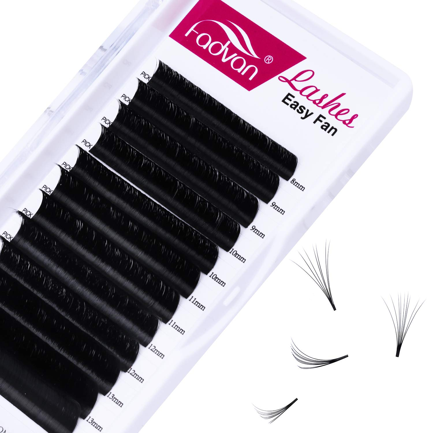 Eyelash Extension Supplies FADVAN 0.10 D Curl 8-14Mm Mix Easy Fan Volume Eyelash Extensions Blooming Flower Volume Lashes for Professional Salon Use (0.10D, 8-14Mm Mixed Tray)