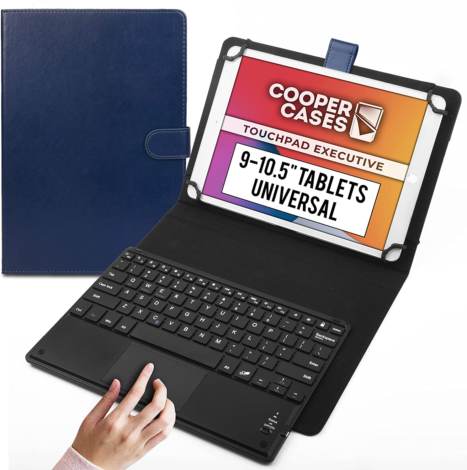 Cooper Touchpad Executive [Multi-Touch Mouse Keyboard] Case for 9, 9.7, 10, 10.1, 10.2, 10.5" Tablets | Ipados, Android, Windows | Bluetooth, Leather