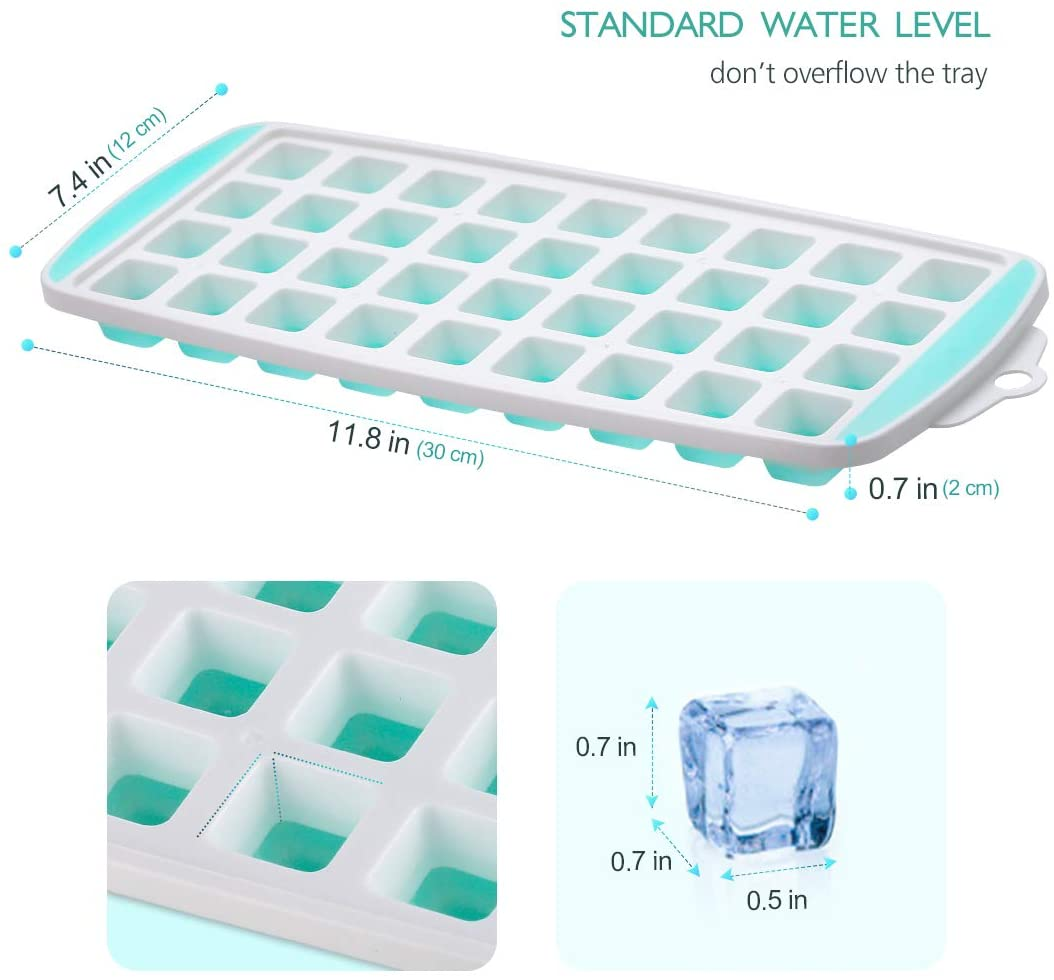 Small Ice Cube Tray with Lid - 4 Pack Stackable Mini Square Ice Trays, ZDZDZ Silicone Ice Cube Molds for Freezer Whiskey Cocktail Juice