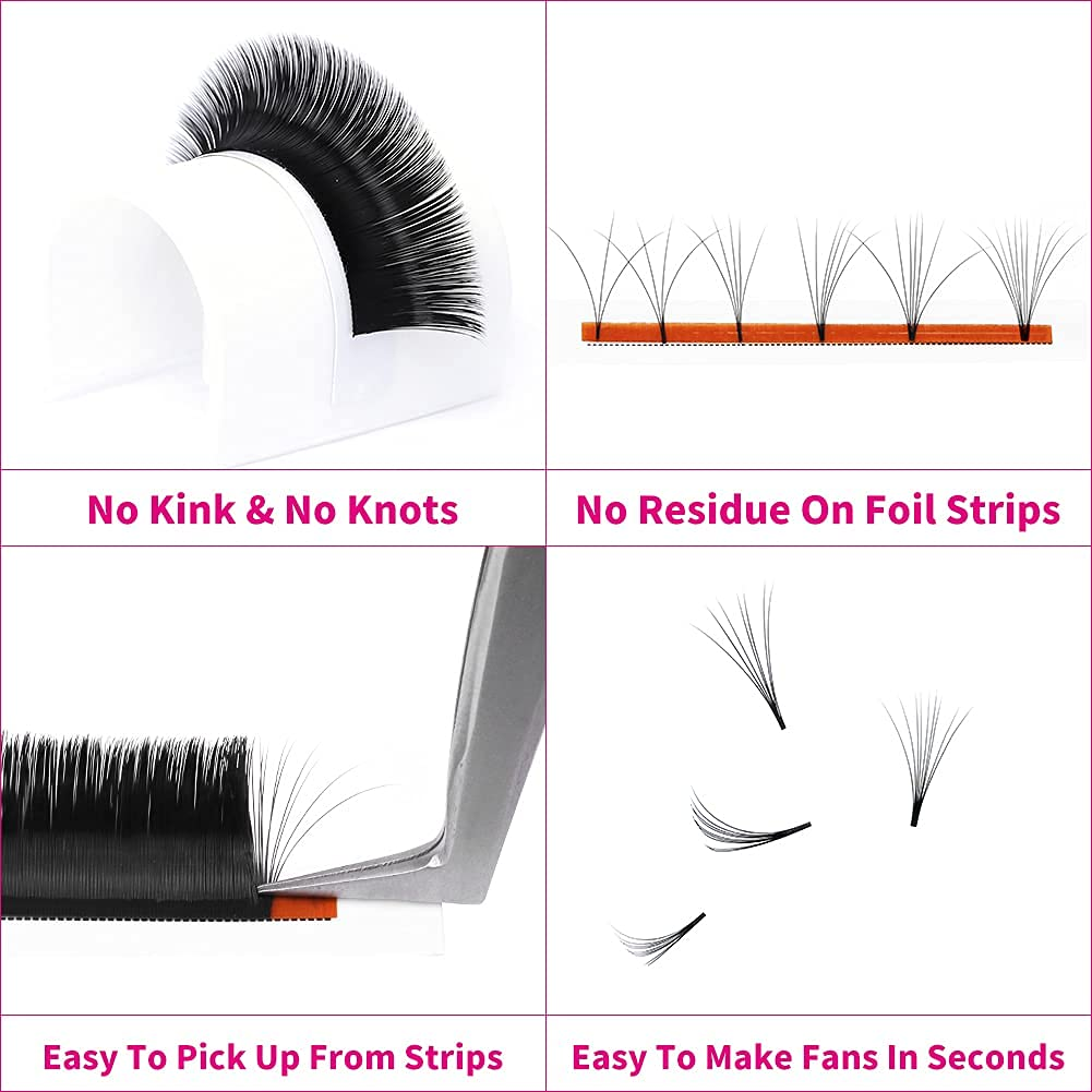 Eyelash Extensions 10D 0.07Mm Volume Lash Extensions Premade Fans Short Stem Premade Fans Eyelash Extensions Cluster Lashes Eyelash Fan Professional Salon Use by FADVAN (10D-0.07D, 8-14Mm)
