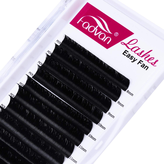 Eyelash Extension 0.10 8-14Mm Mix Easy Fan Volume Lashes Self Fanning 2D-10D Volume Lashes Extensions C/D/DD Curl Professional Lash Extension Supplies (0.10C, 8-14Mm Mixed Tray)