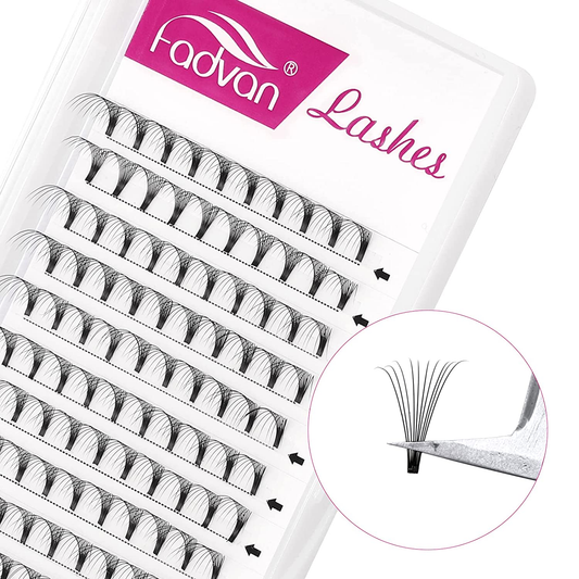 Lash Extension Premade Fans 8D 10D D Curl 0.07 11-16Mm Available Pre Made Fanned Volume Lash Extensions Short Stem Premade Fans Eyelash Extensions by FADVAN (10D-0.07-D, 15Mm)