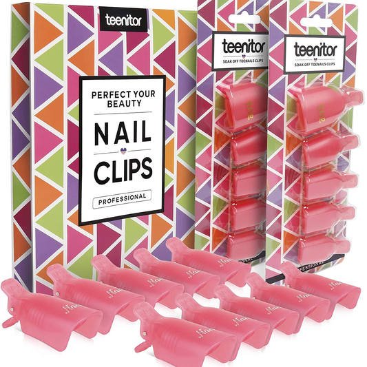 Teenitor Gel Polish Remover, 20 Pieces Reusable Toenail and Finger Nail Gel Nail Polish Remover, Nail Polish Remover Gel- Pink