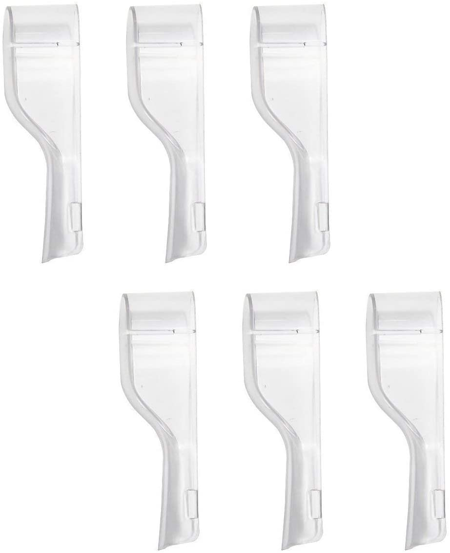 Travel Electric Toothbrush Heads Cover Plastic Protective Cap Case Compatible with Oral-B Long Dual-Heads Replacement Tooth Brush Heads(6 Pack) Clear
