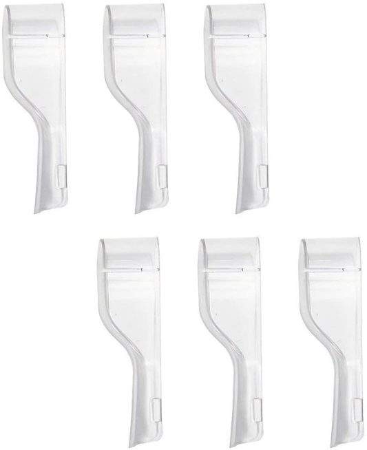 Travel Electric Toothbrush Heads Cover Plastic Protective Cap Case Compatible with Oral-B Long Dual-Heads Replacement Tooth Brush Heads(6 Pack) Clear