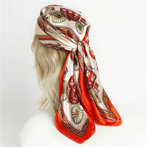 Luxury Brand Silk Satin Square Scarf Women Hijab Bandana Muslim