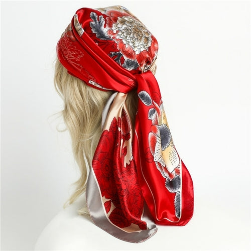 Luxury Brand Silk Satin Square Scarf Women Hijab Bandana Muslim