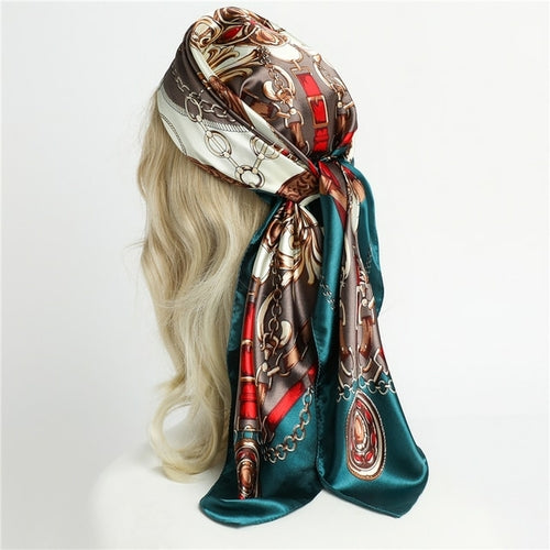 Luxury Brand Silk Satin Square Scarf Women Hijab Bandana Muslim