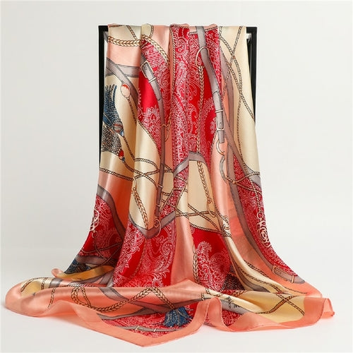 Luxury Brand Silk Satin Square Scarf Women Hijab Bandana Muslim