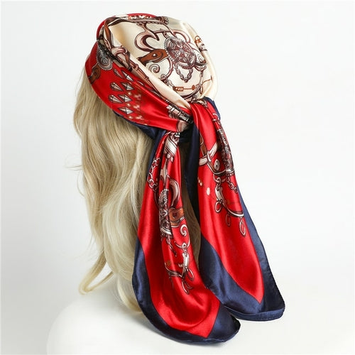 Luxury Brand Silk Satin Square Scarf Women Hijab Bandana Muslim