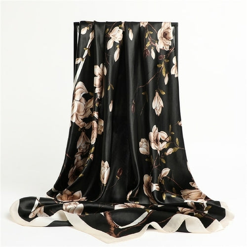 Luxury Brand Silk Satin Square Scarf Women Hijab Bandana Muslim