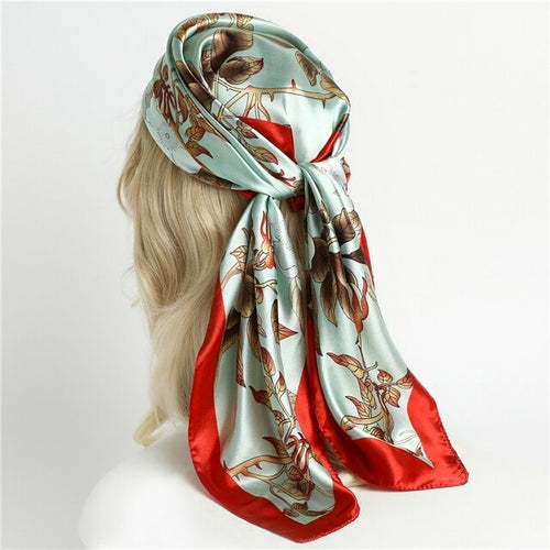 Luxury Brand Silk Satin Square Scarf Women Hijab Bandana Muslim