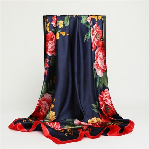 Luxury Brand Silk Satin Square Scarf Women Hijab Bandana Muslim