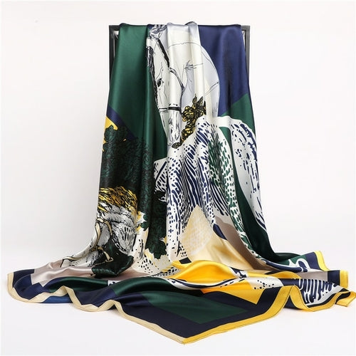 Luxury Brand Silk Satin Square Scarf Women Hijab Bandana Muslim