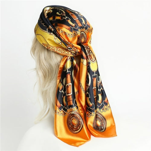 Luxury Brand Silk Satin Square Scarf Women Hijab Bandana Muslim