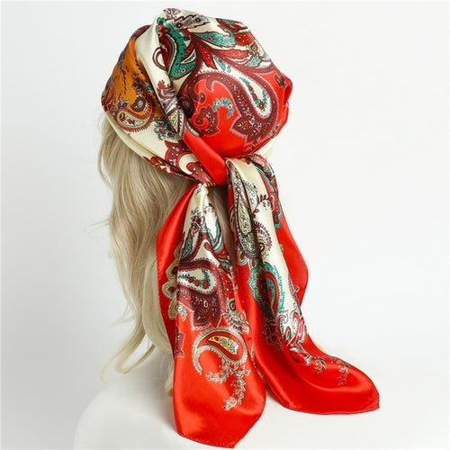 Luxury Brand Silk Satin Square Scarf Women Hijab Bandana Muslim