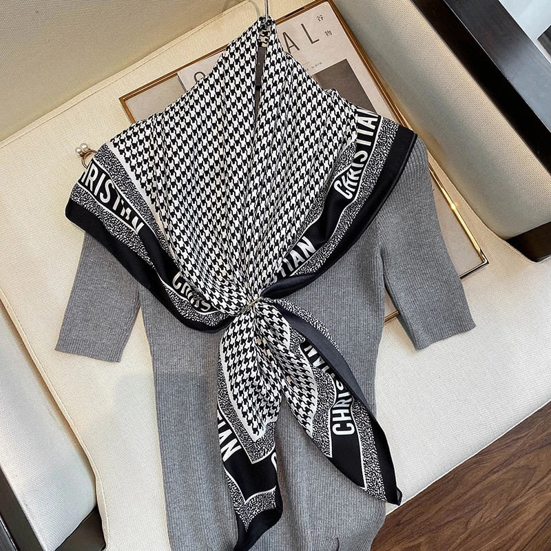 Luxury Brand Silk Satin Square Scarf Women Hijab Bandana Muslim
