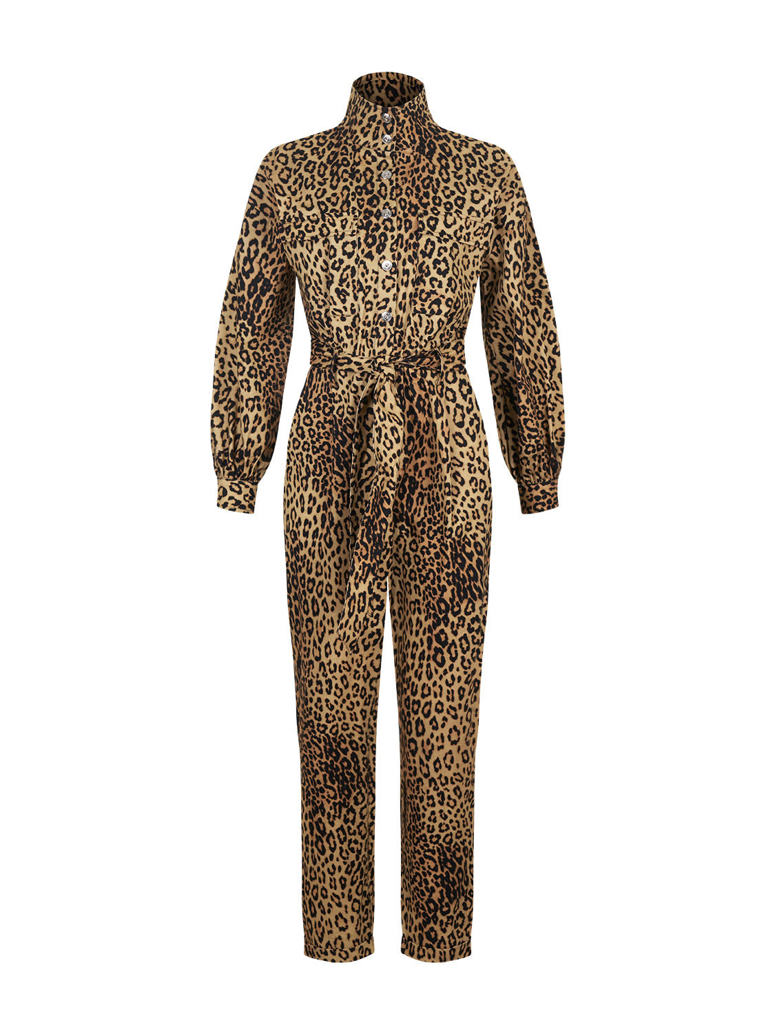 Leopard Print Belted Jumpsuit