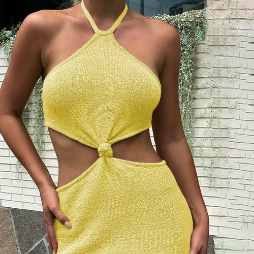 2021 Sexy Vacation Outfits Knitted Halter Maxi Dresses xccscss.