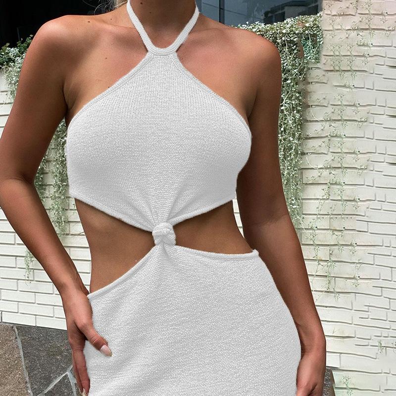 2021 Sexy Vacation Outfits Knitted Halter Maxi Dresses xccscss.