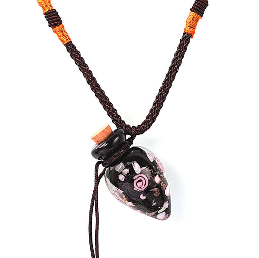 QIANBEI Fashion Flower Pendant Necklace Colorful Lampwork glass