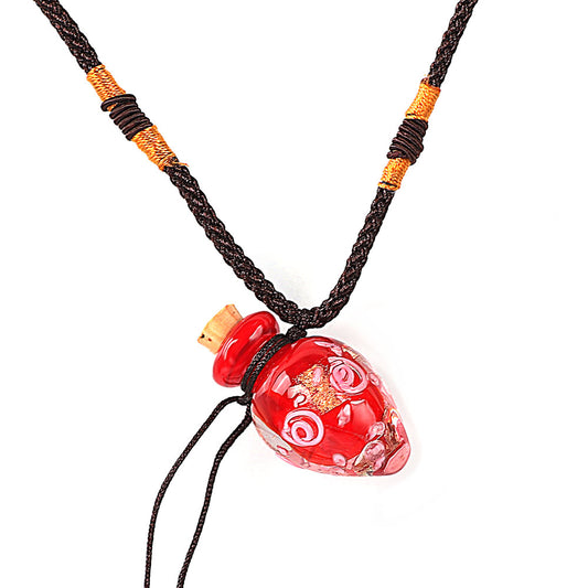 QIANBEI Fashion Flower Pendant Necklace Colorful Lampwork glass